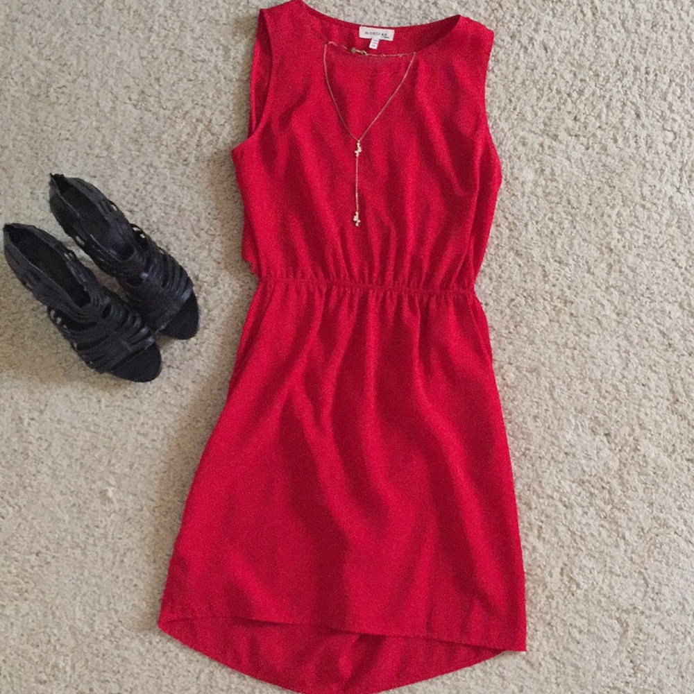 Red backless dress